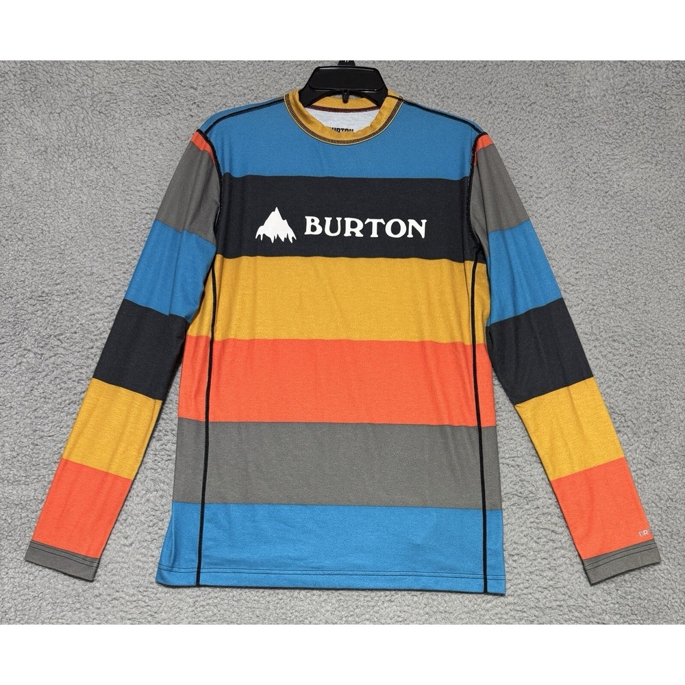 Burton Snowboards Base Layer Long Sleeve Striped Shirt Mens XS Colorful Crewneck
